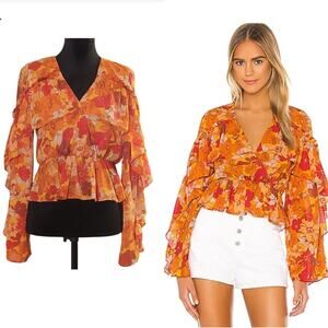 HOUSE OF HARLOW 1960 Makana Blouse in 70s Floral, Size Small